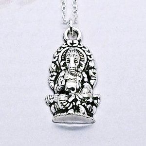 Ganesh Hindu Elephant God Silver Necklace